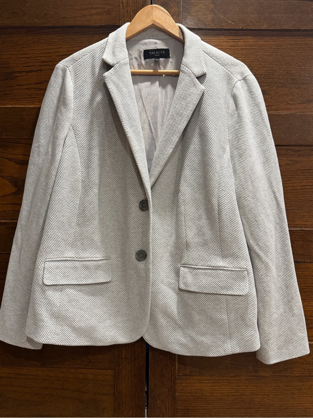 Talbots woman 16W Light Gray Textured Blazer unstructured stretch blazer coat